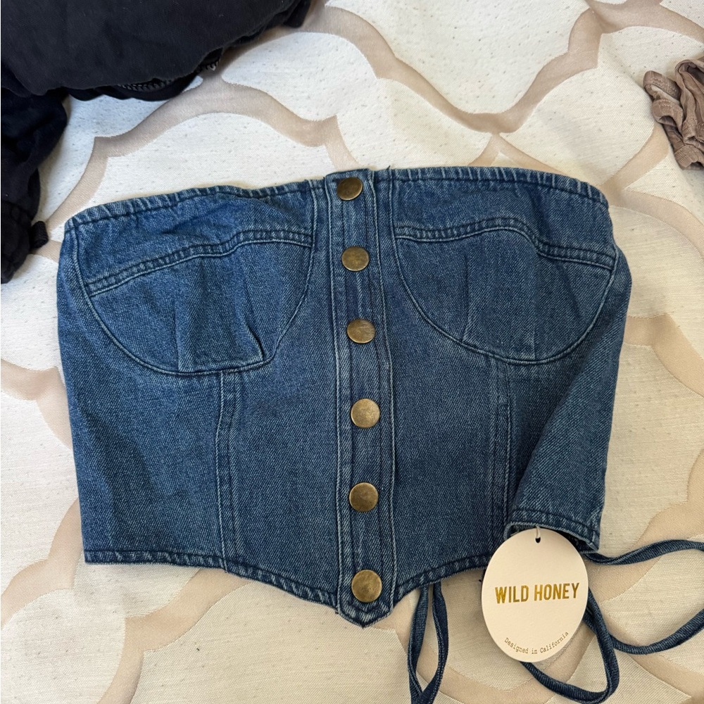 Wild Honey Blue Denim Corset Top